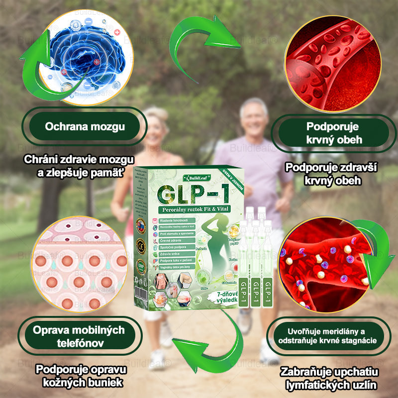 BuildLeaf® GLP-1 6-v-1 Health Solution Perorálna tekutina (Len raz denne, viditeľné zmeny už za 7 dní) Pre obezitu, kardiovaskulárne ochorenia, cukrovku, spánkové apnoe, zdravie čriev, problémy s kĺbmi a ďalšie
