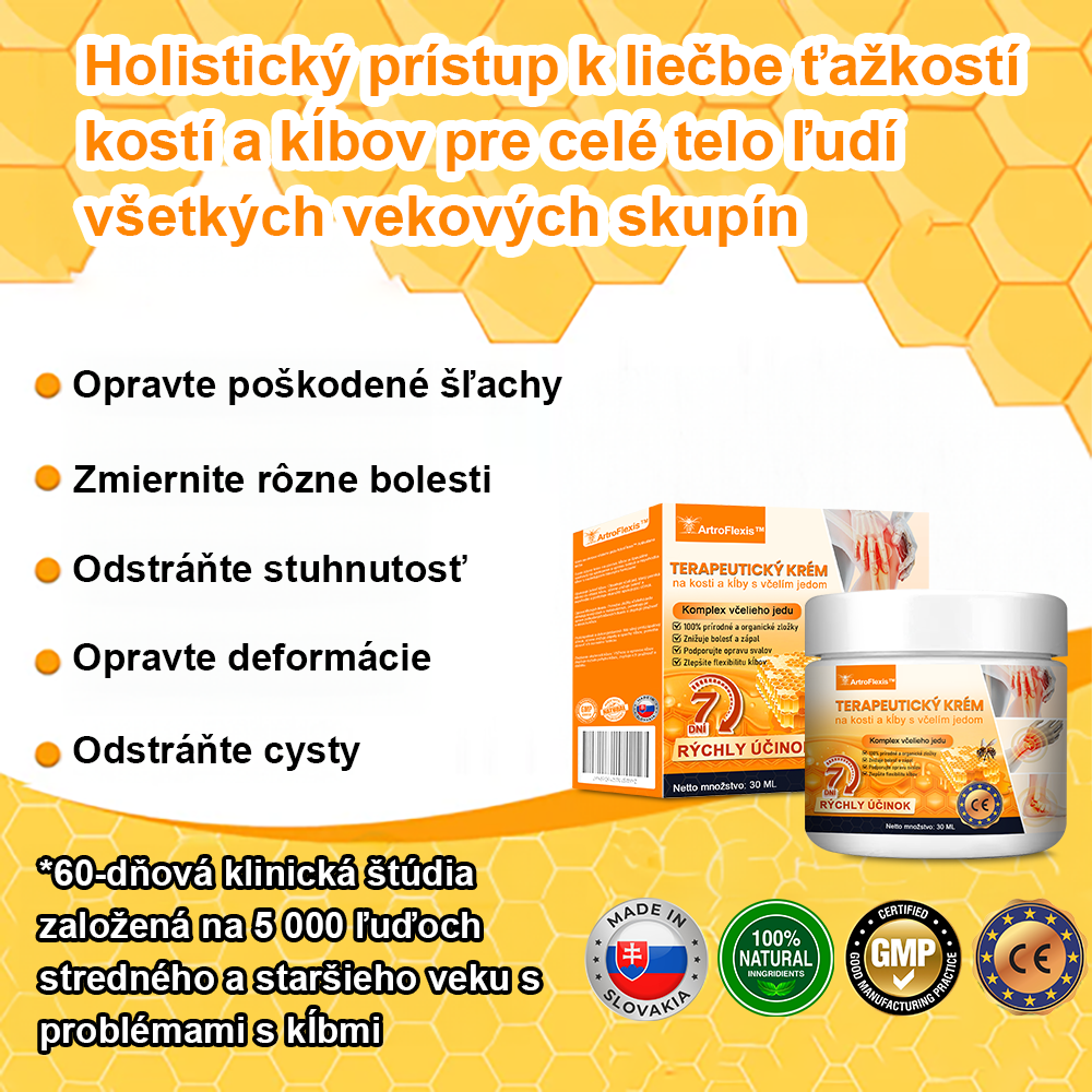 🔥🔥【Oficiálny značkový obchod】𝐀𝐫𝐭𝐫𝐨𝐅𝐥𝐞𝐱𝐢𝐬™ 𝐊𝐫é𝐦 𝐧𝐚 𝐫𝐞𝐠𝐞𝐧𝐞𝐫á𝐜𝐢𝐮 𝐤ĺ𝐛𝐨𝐯 𝐬 𝐯č𝐞𝐥í𝐦 𝐣𝐞𝐝𝐨𝐦(Extrakt z novozélandského včelieho jedu - špecializovaný na ortopedické ochorenia - Certifikovaný CE)